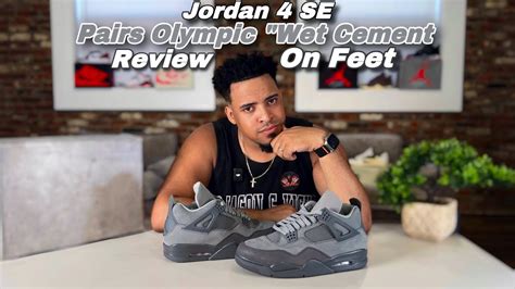 Jordan 4 Pairs Olympic Wet Cement Review On Feet YouTube