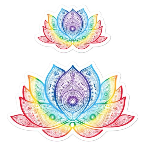 Rainbow Lotus Flower Stickers Meditation Sticker Namaste Etsy