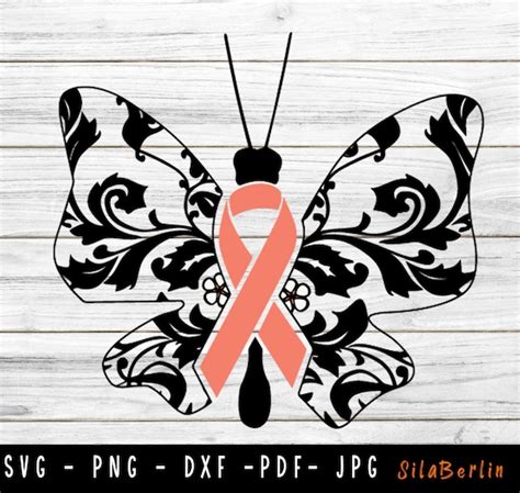 Butterfly Uterine Cancer Svg Uterine Cancer Svg Endometrial Etsy