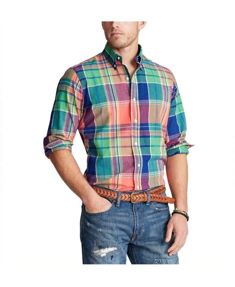 Polo Ralph Lauren Mens Classic Fit Madras Shirt Macys Preppy Mens