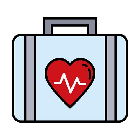 Medical Kit With Heart Cardiology Line And Fill Style Icon 1931711