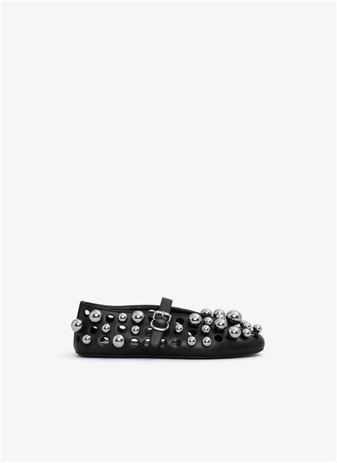 AlaÏa Womens Black Ballet Flats With Spheres On Lambskin AlaÏa Do