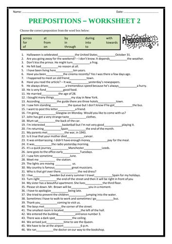 Prepositions 2 Worksheets Teaching Resources