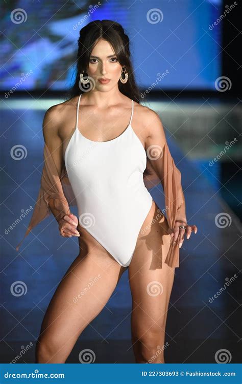 A Model Walks The Runway For Almost Naked Swim Show Editorial Stock Photo Image Of Female