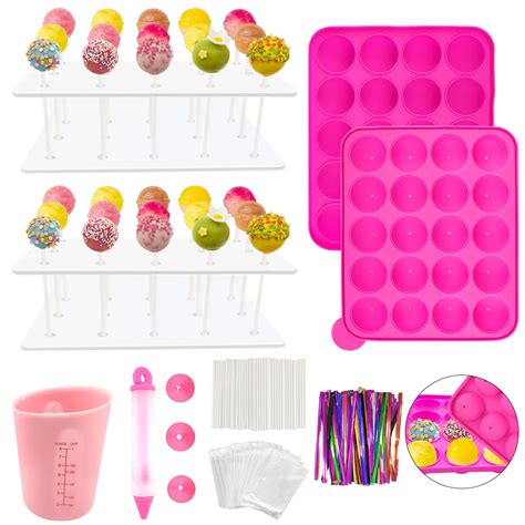 Cake Pop Baking Kit: 2 Stands, Silicone Mold, Cup, Decorating Pen, 100 ...