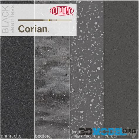 3D Model Dupont Corian Kitchen Countertops Black 1