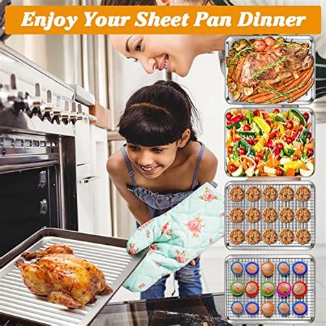 Stainless Steel Baking Sheet with Rack Set [2 Pans + 2 Racks], Cookie ...