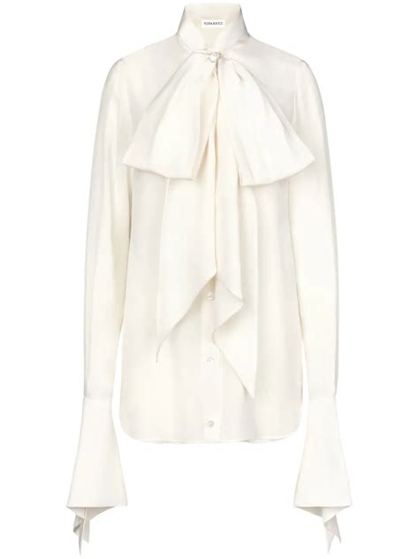 Nina Ricci Pussy Bow Collar Silk Shirt Farfetch