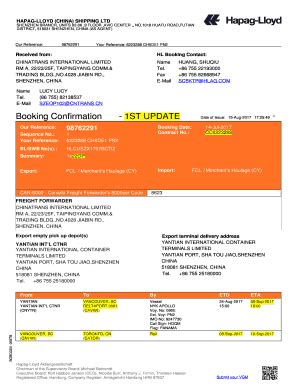 Hapag Lloyd China Shipping Ltd Fill And Sign Printable Template Online