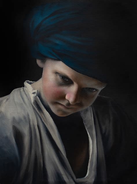 Boy in Blue - Portrait Painting - Oil on Canvas by Wayne Cantwell in Dublin