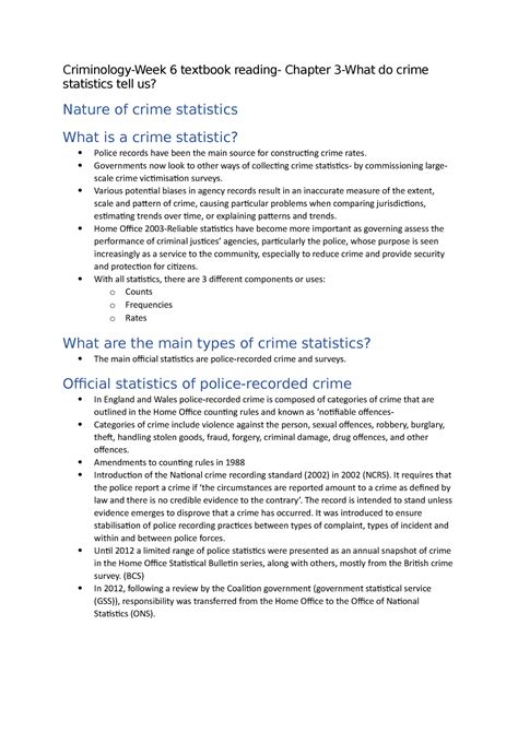 Introduction To Criminology Assigned Reading Summaries Week 6 Crime