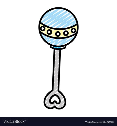 Doodle Baby Rattle Toy Play Object Royalty Free Vector Image