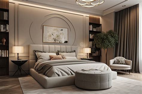 Modern Bedroom Interior Design Stylish and Comfortable Illustration ...