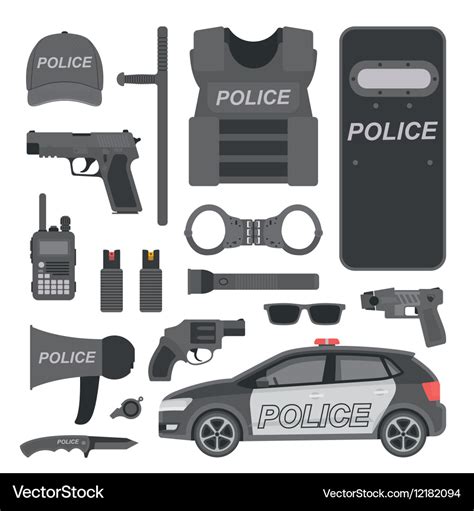 Police equipment Royalty Free Vector Image - VectorStock