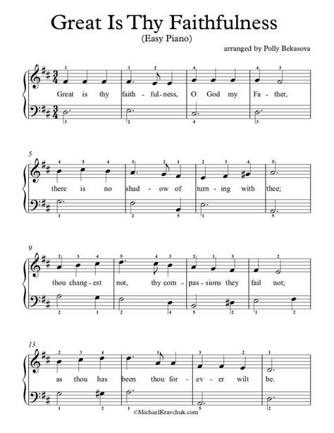 Free Piano Arrangement Sheet Music – Great Is Thy Faithfulness ...