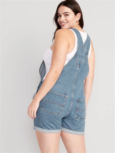 Slouchy Straight Non Stretch Jean Short Overalls Inch Inseam