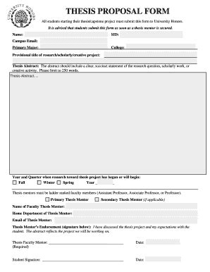 Fillable Online Honors Ucr Thesis Proposal Form University Honors