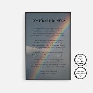 Look For Me In Rainbows Funeral Poem Memorial Gift Printable