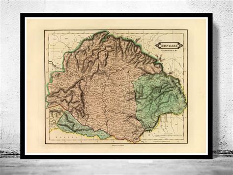 Old Map of Hungary 1831 Vintage Map Vintage Poster Wall Art Print Wall ...