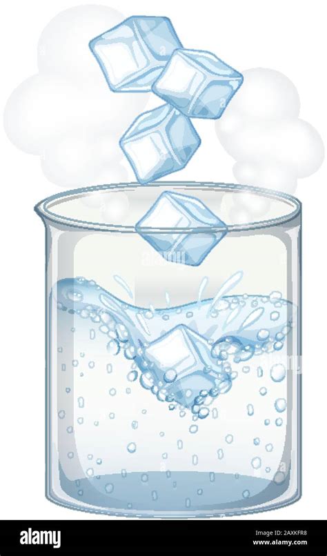 Beaker With Ice And Water On White Background Illustration Stock Vector