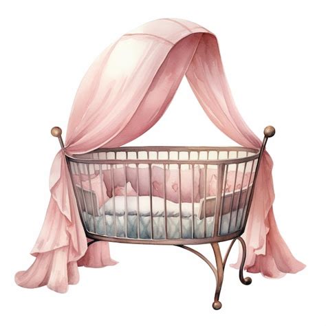 Premium AI Image | a drawing of a crib with a pink curtain that says " crib