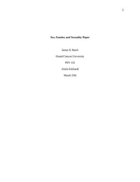 Psy Paper Sex Gender And Sexuality Paper Sex Gender And Sexuality Paper James K Hatch