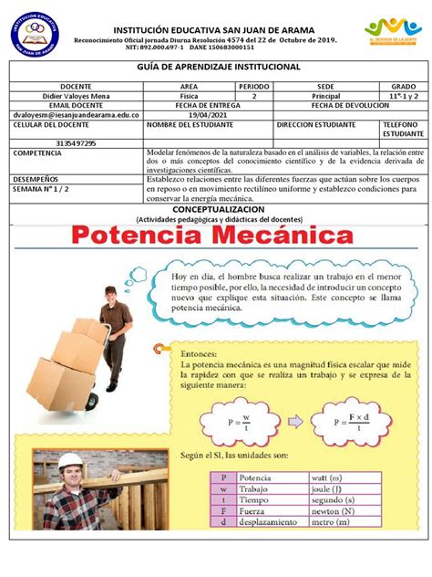 Clase 1 Fisica 11° Segundo Periodo 2021 Pdf Física Science