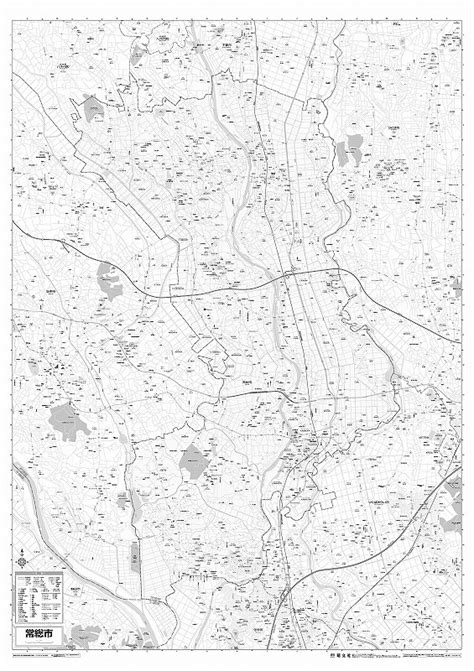 マップルの市町村別行政区分地図 茨城県 常総市 （モノクロ）を印刷販売マップル地図プリント