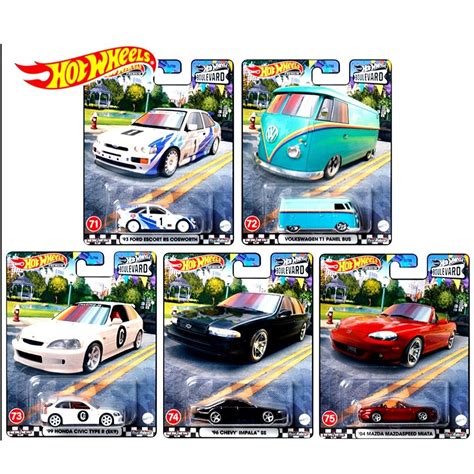 Hot Wheels Premium Boulevard 99 Honda Civic Type R EK9 93 Ford Escort RS Cosworth 04