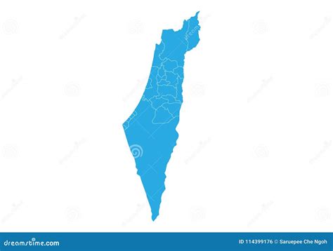 Palestine Map - High Detailed Blue Map With Counties/regions/states Of ...