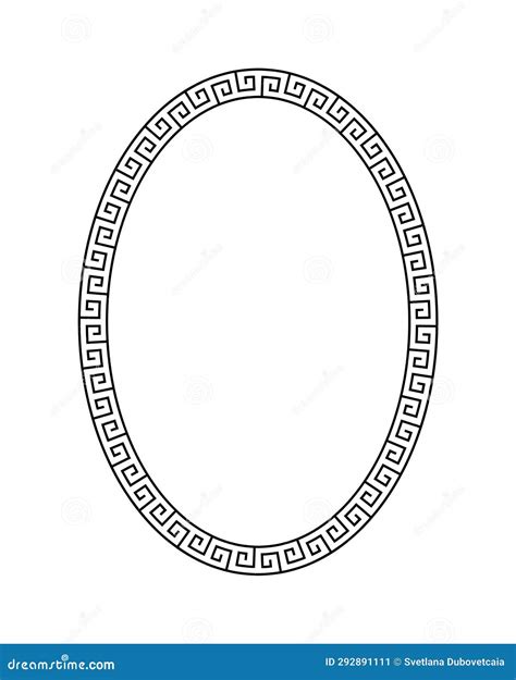 Oval Greek Pattern Roman Ellipse Frame Outline Greece Border Isolated