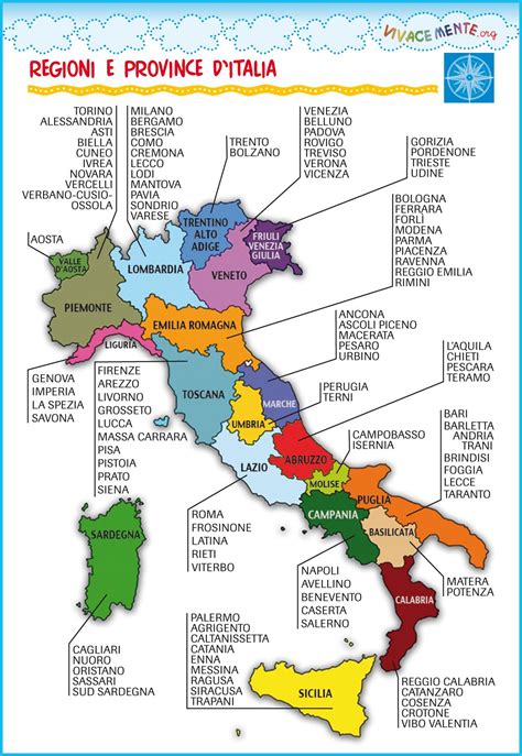 Cartina dell Italia regioni e province Attività geografia Mappa