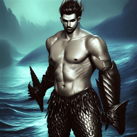 Merman Warrior In Black Armor · Creative Fabrica