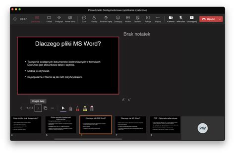 Jak w dostępny sposób odtwarzać prezentację w Microsoft Teams Moja