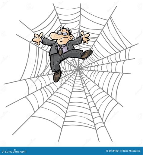 Cartoon Business Man In Spider Web. Stock Images - Image: 31544854