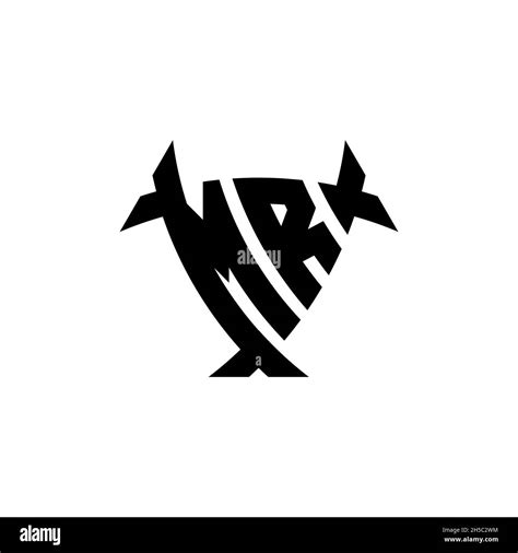MR Monogram logo letter with triangle shield and circle shape style ...