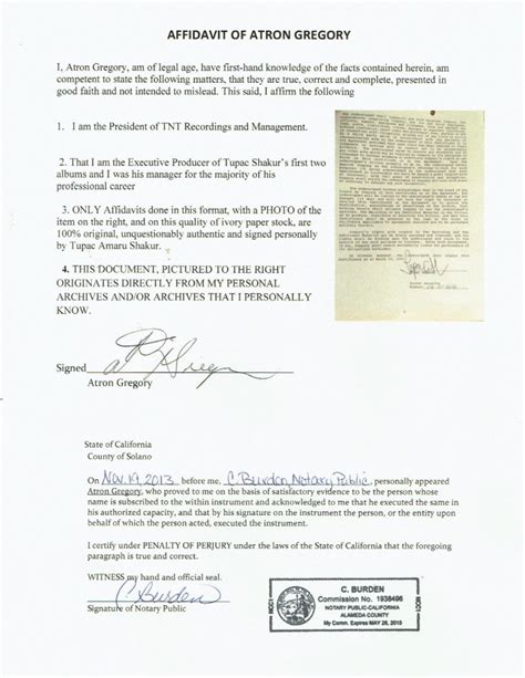 Tupac Shakur Signed Certificate Of Recording Contract Poetic Justice