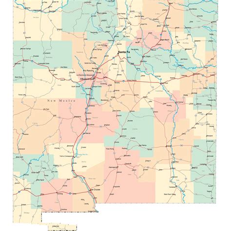 New Mexico County Map With Roads - Hiking Map