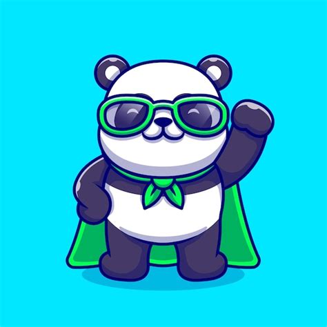 Illustration D icône De Dessin Animé Mignon Panda Super Hero Concept D