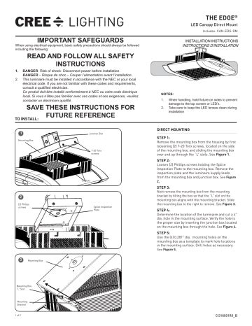 Cree Lighting THE EDGE Series Canopy Installation Guide Manualzz