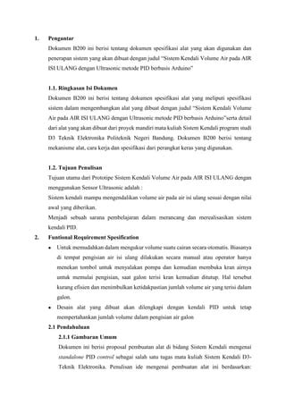 Sistem Kendali Volume Air Pada Air Isi Ulang Dengan Ultrasonic Metode