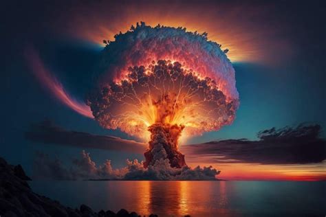 Premium Photo | A nuclear explosion is shown in this image from the ...