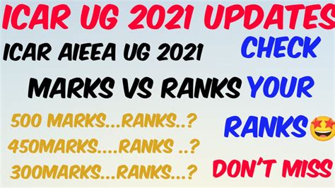 Icar Ug Marks Vs Ranks Icar Aieea Ug Cutoff Ranks Icar Bsc