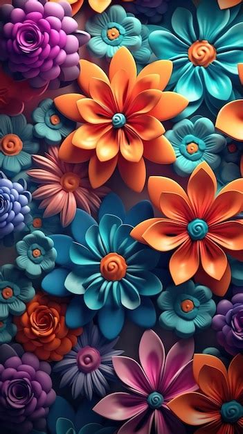 Mobile wallpaper colorful flower background | Premium AI-generated image