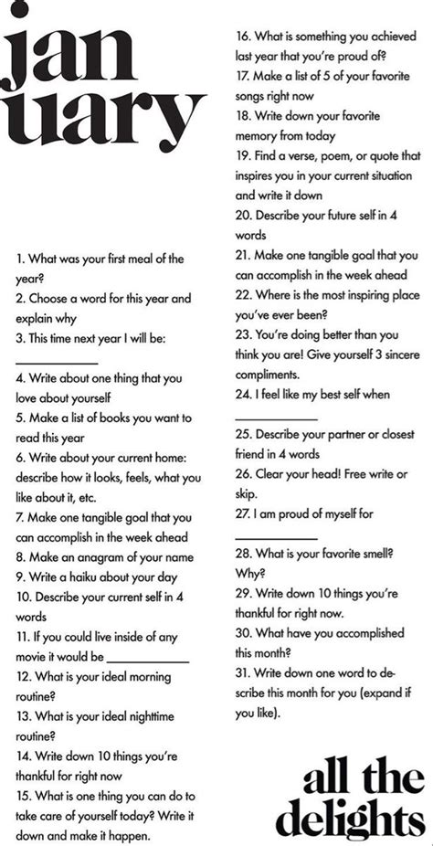 Herw Rld January Journal Prompts Journal Writing Prompts Journal