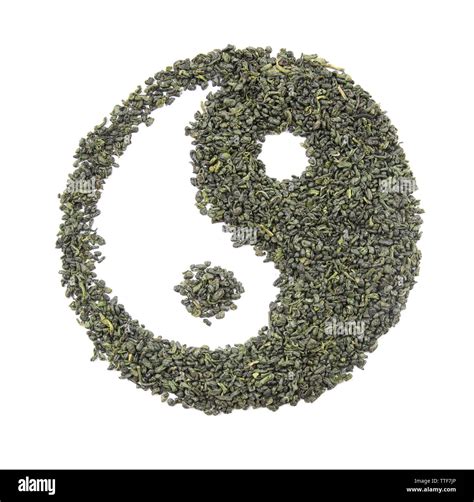 Ying Yang Sign Made Of Dry Tea Isolated On White Stock Photo Alamy