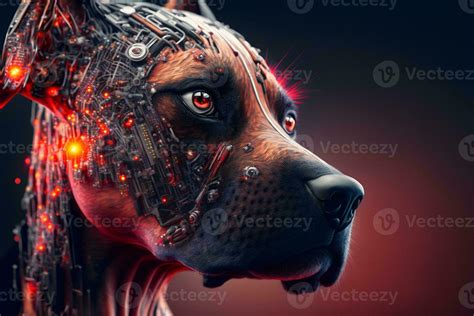 Portrait of a futuristic robot dog. An artistic abstract cyberpunk ...