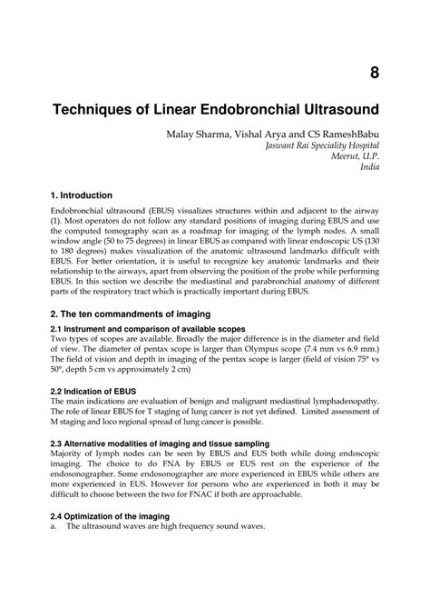 Pdf Techniques Of Linear Endobronchial Ultrasound