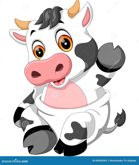 Cute Baby Cow Cartoon Stock Vector Illustration Of Female 69658345