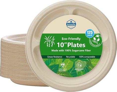 Amazon Amozife Compostable Inch Compartment Paper Plates